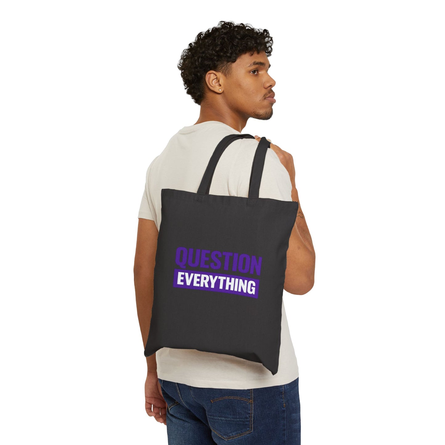 Question Everything Tote Bag — Bold Purple Statement Canvas Tote