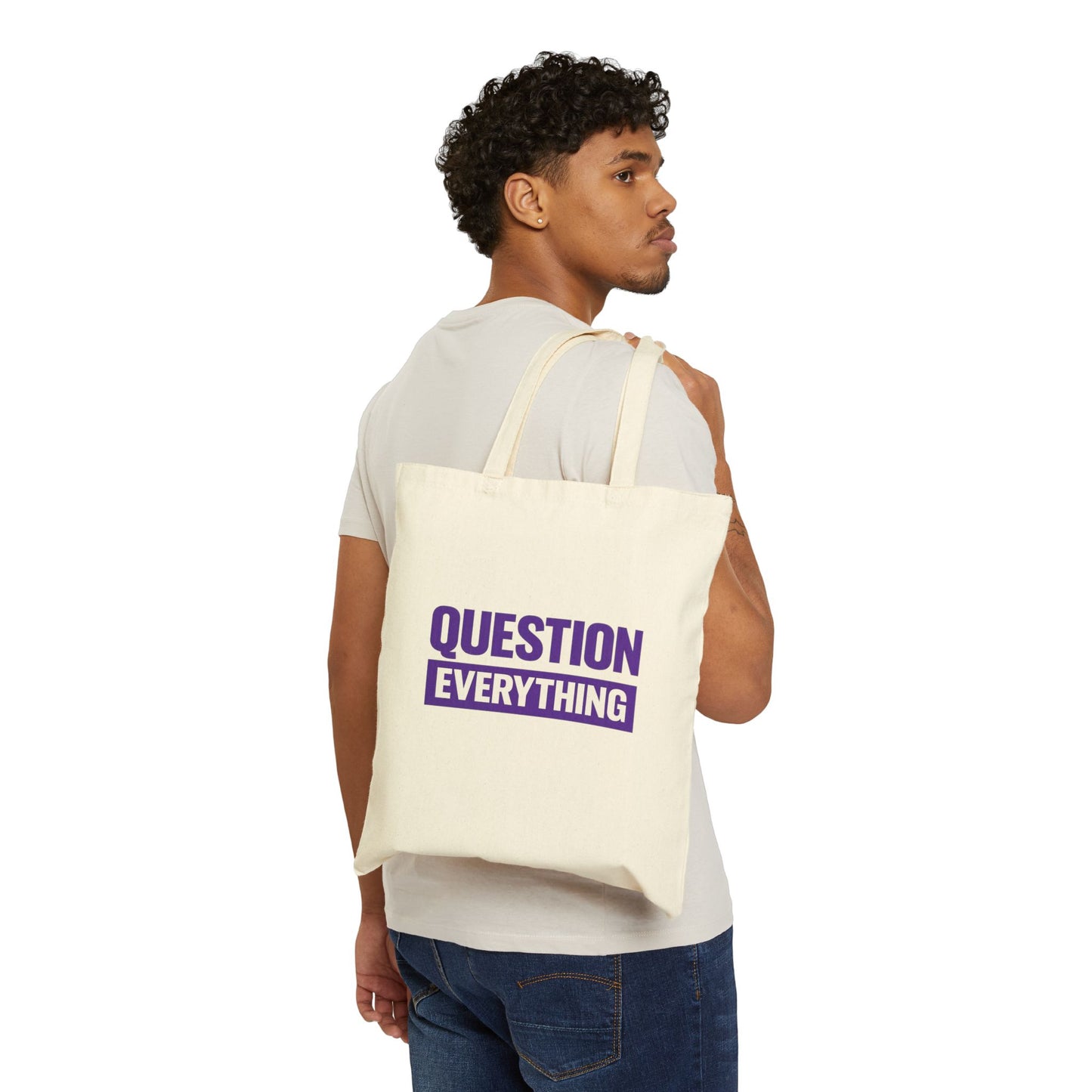 Question Everything Tote Bag — Bold Purple Statement Canvas Tote