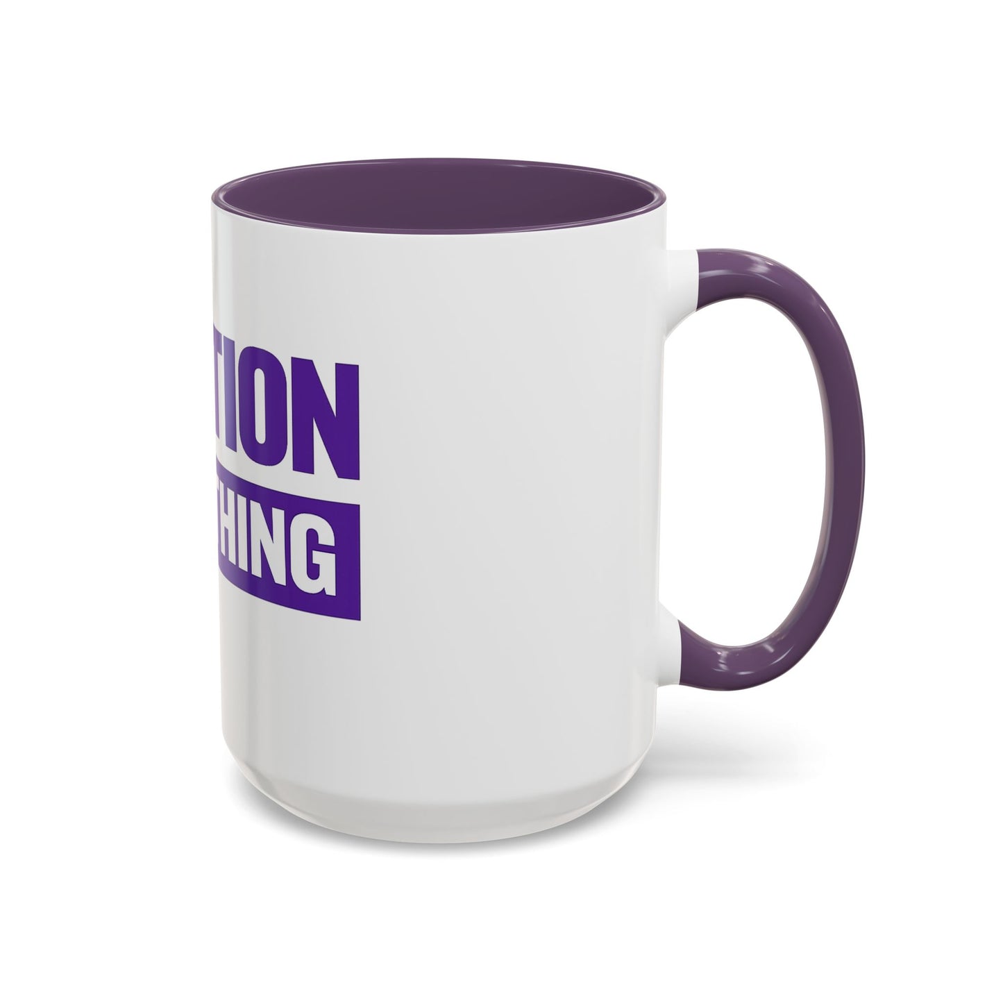 Question Everything Accent Coffee Mug — Bold Purple Typography 11/15oz