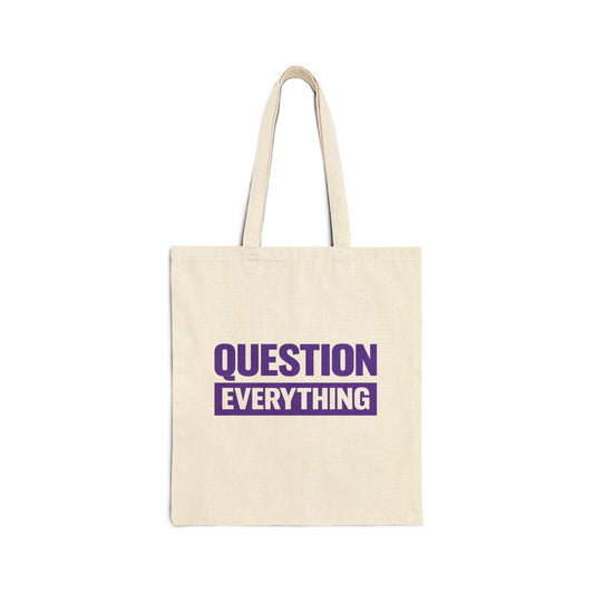 Question Everything Tote Bag — Bold Purple Statement Canvas Tote